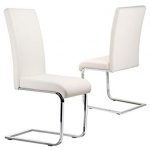 Popamazing Set of 2 Stylish White Durable Faux Leather Dining Chair