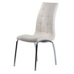 Pair of Nina Ivory Faux Leather Dining Chairs With Chrome Legs