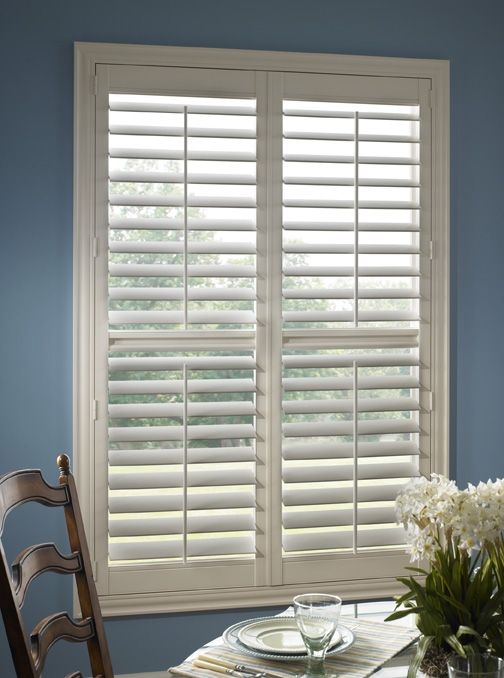 Faux Wood Plantation Shutters in dining area