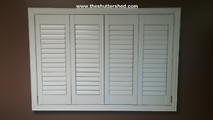 Image is loading NEW-Faux-Wood-Plantation-Shutters-Bermuda-Shutters-Window-