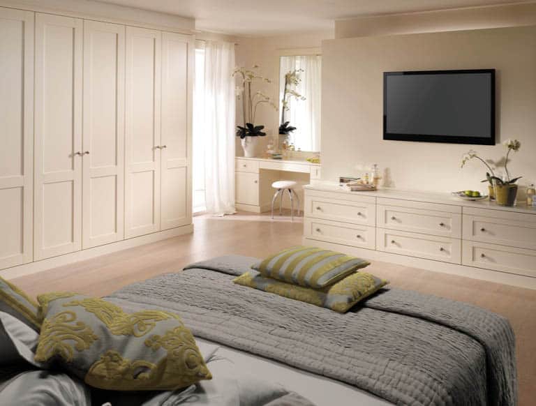 Fitted bedroom furniture in alabaster white