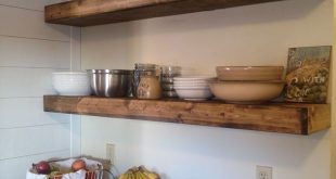 $20 DIY Floating Shelves - After taking down a bay of cabinets in my kitchen  and looking at a bare wall for about a month, I had to make a decision on