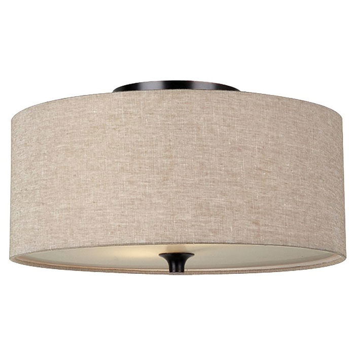 Flush-mount light with fabric shade