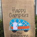 Happy Camper Burlap Garden Flag by SimplySewCustom on Etsy | camper