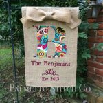 Personalized Burlap Garden Flag Monogram with Family Name and Year