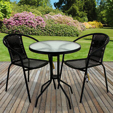 Black Wicker Bistro Sets Table Chair Patio Garden Outdoor Furniture Diner  Home