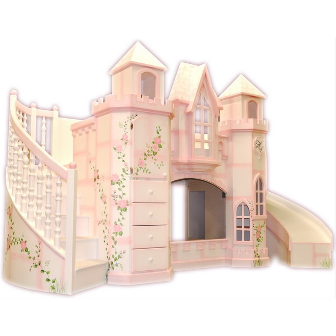 Vicarello Castle Bed w/ Curved Slide & Staircase