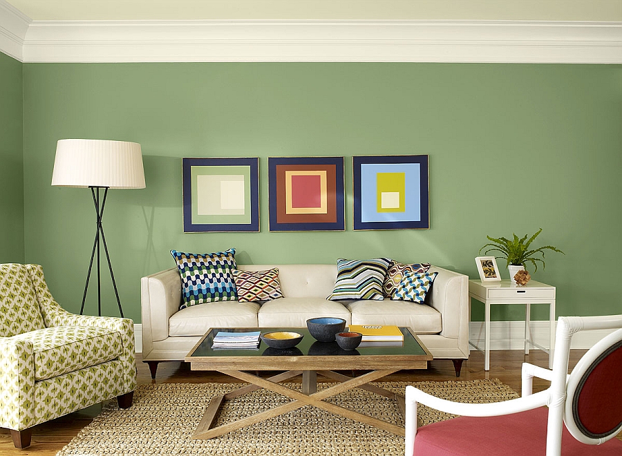 View in gallery Exquisite use of sage green in the living space [From:  Benjamin Moore]