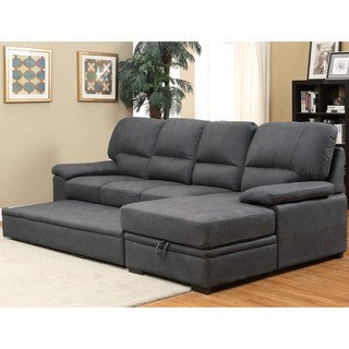 Delton Contemporary Nubuck Leather Sleeper Sectional by FOA