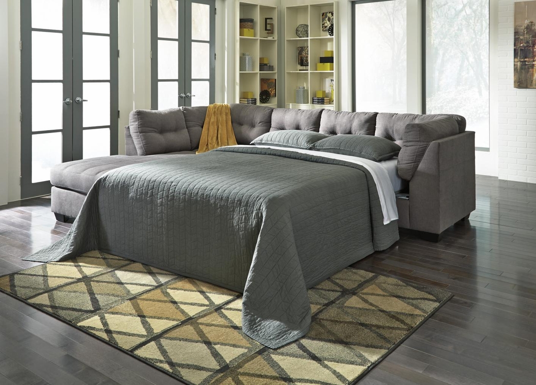 Maier Grey Fabric Sectional Sleeper Sofa