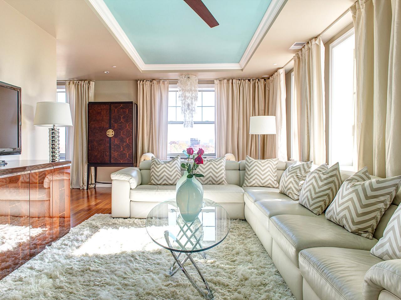 Neutral Transitional Living Room With Leather Sectional