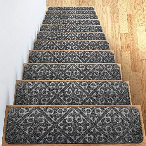Carpet Stair Treads Set of 13 Non Slip/Skid Rubber Runner Mats or Rug Tread  – Indoor Outdoor Pet Dog Stair Treads Pads – Non-Slip Stairway Carpet Rugs