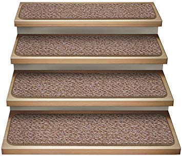 House, Home and More Set of 15 Attachable Indoor Carpet Stair Treads -  Praline Brown