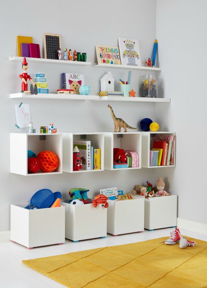 Form Kids Playroom Storage - Featuring Form Konnect 1x1 cubes Form Floating  Shelves and Form Photo Shelves - White