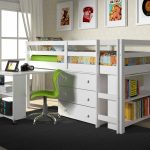 Donco Low Loft Bed with Desk and Storage Twin Size White