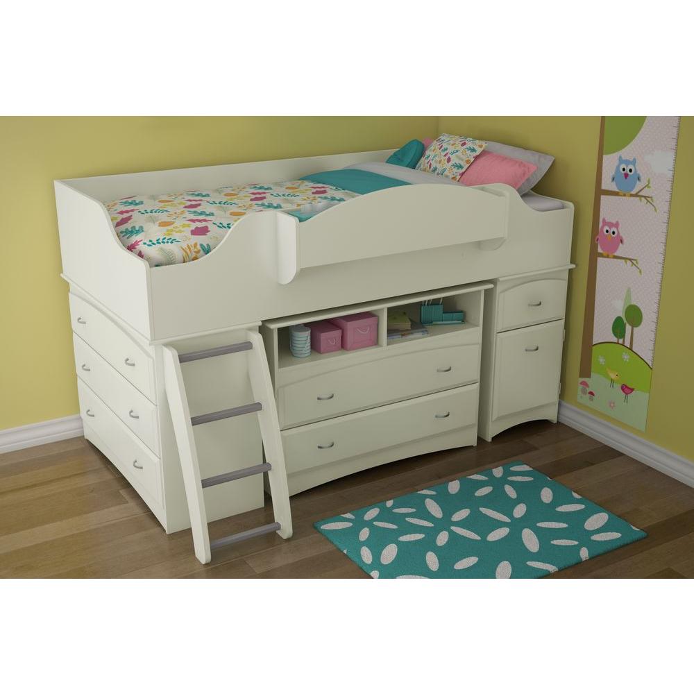 Imagine 4-Drawer Pure White Twin-Size Loft Bed