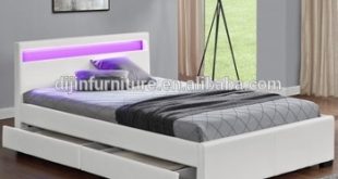 2018 New King Size Led Light Faux Leather Storage Beds With Drawer - Buy Double  Bed With Storage,Leather King Size Bed Black,Full Size Leather Beds Product