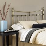 Leighton King-Size Metal Headboard with Rounded Posts and Scalloped  Castings, Antique Brass Finish, Full