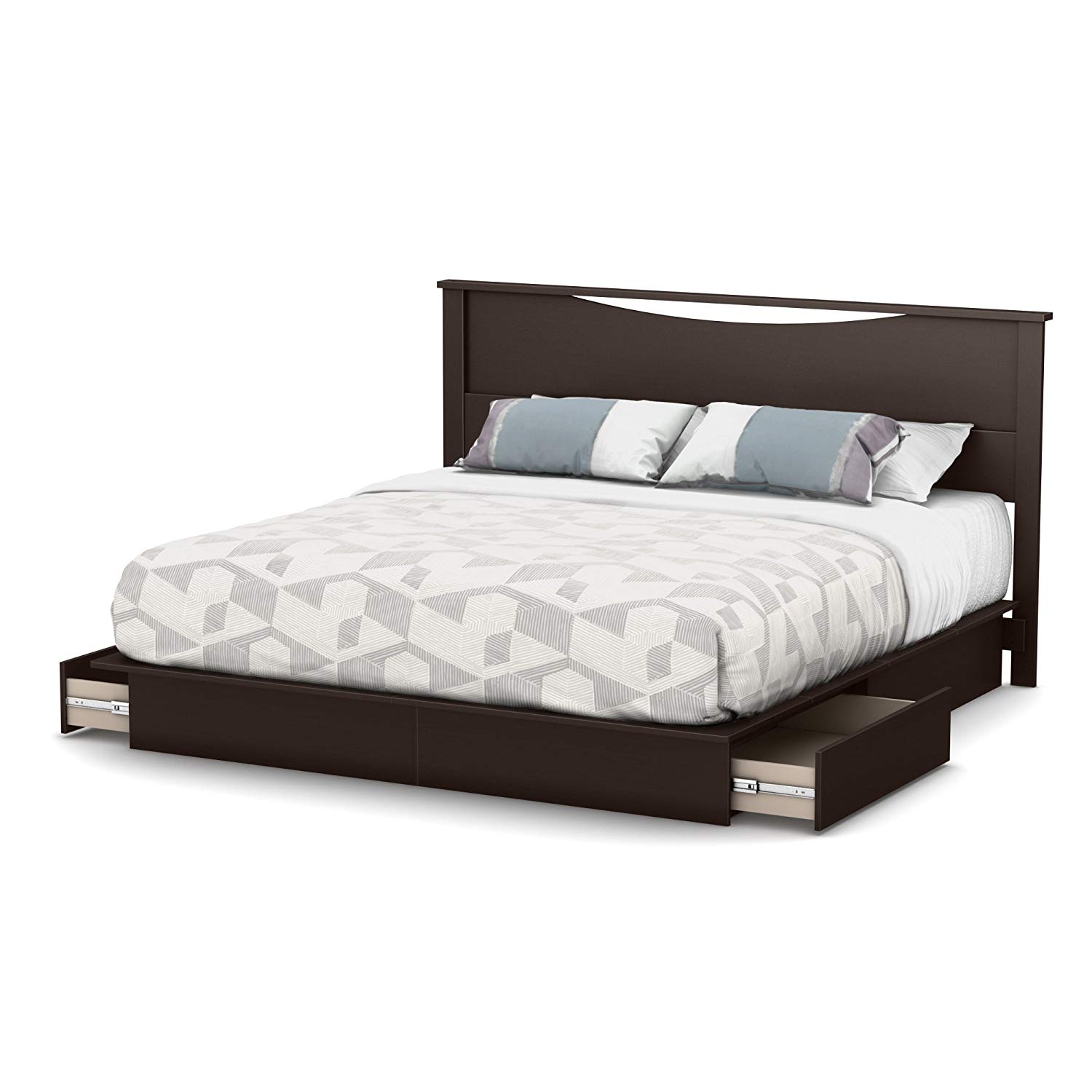 Traveller Location: South Shore Step One Platform Bed with 2 Drawers, King 78-Inch,  Chocolate: Kitchen & Dining