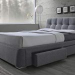 NEW MODERN TUFTED GRAY FABRIC STANDARD KING SIZE PLATFORM BED w/4 STORAGE  DRAWERS