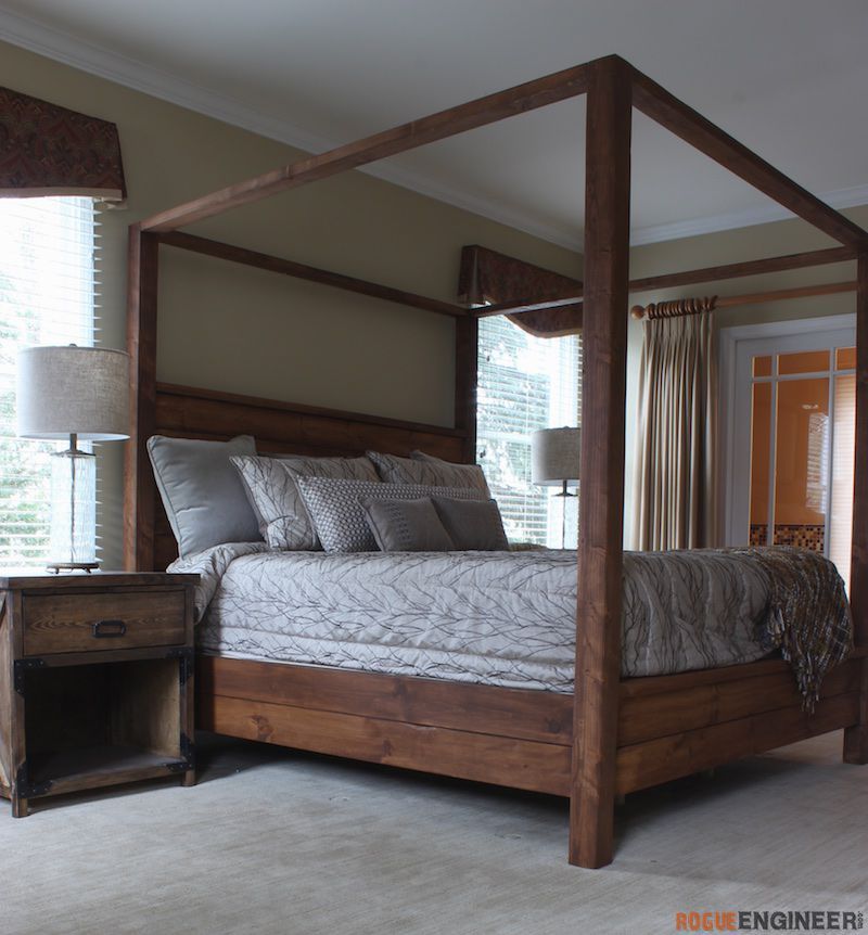 DIY King Size Canopy Bed Plans - Free DIY Plans | Traveller Location  #KingSizeCanopyBed #BedroomDIYplans