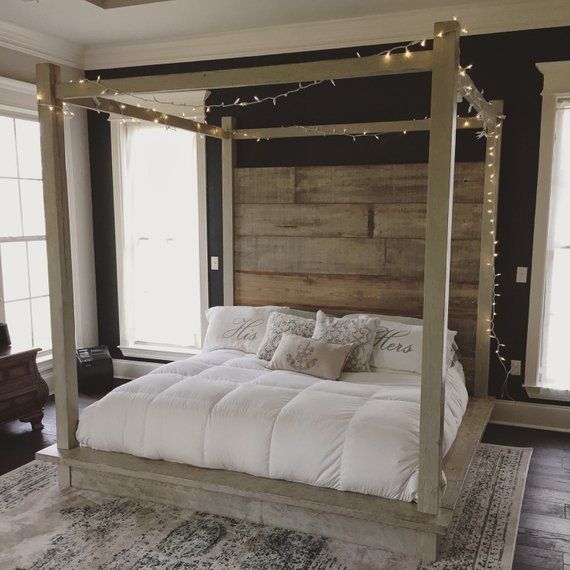 Reclaimed Wood Canopy Bed (white)