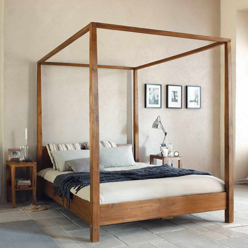 How can a king size wooden canopy bed
  frame the look of your room?