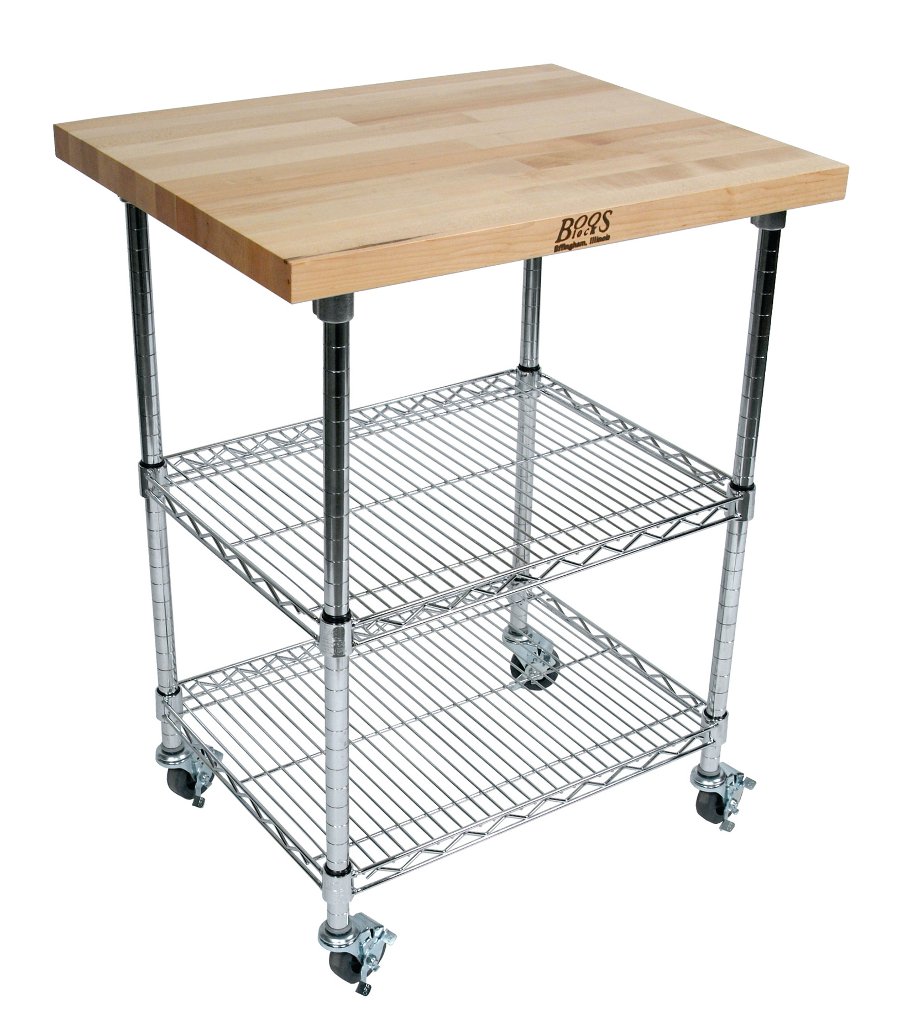 Boos wire & cherry butcher block cart