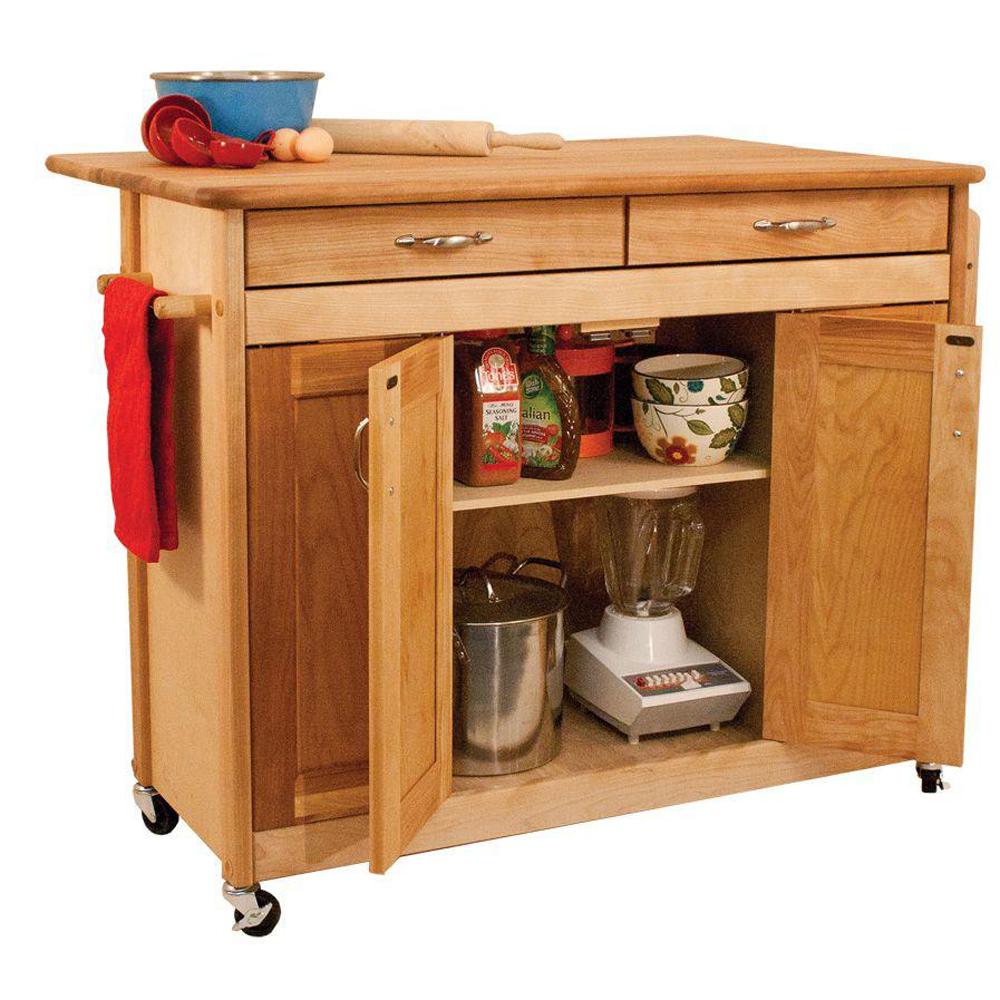 Catskill Craftsmen Natural Kitchen Cart with Butcher Block Top