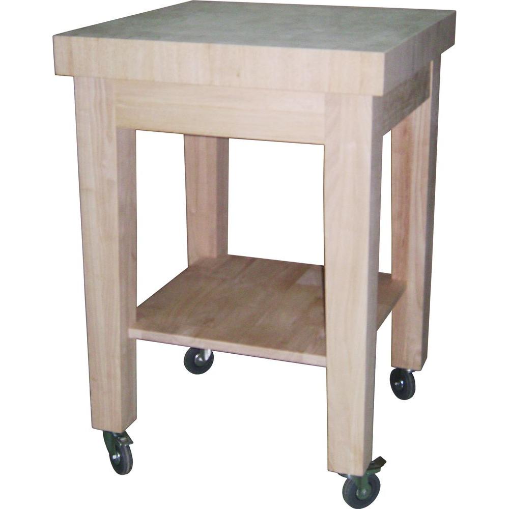 Unfinished Kitchen Cart With Butcher Block Top