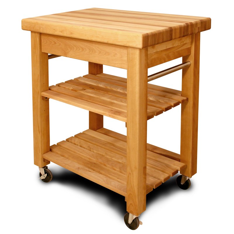 French Country Kitchen Cart with Butcher Block Top