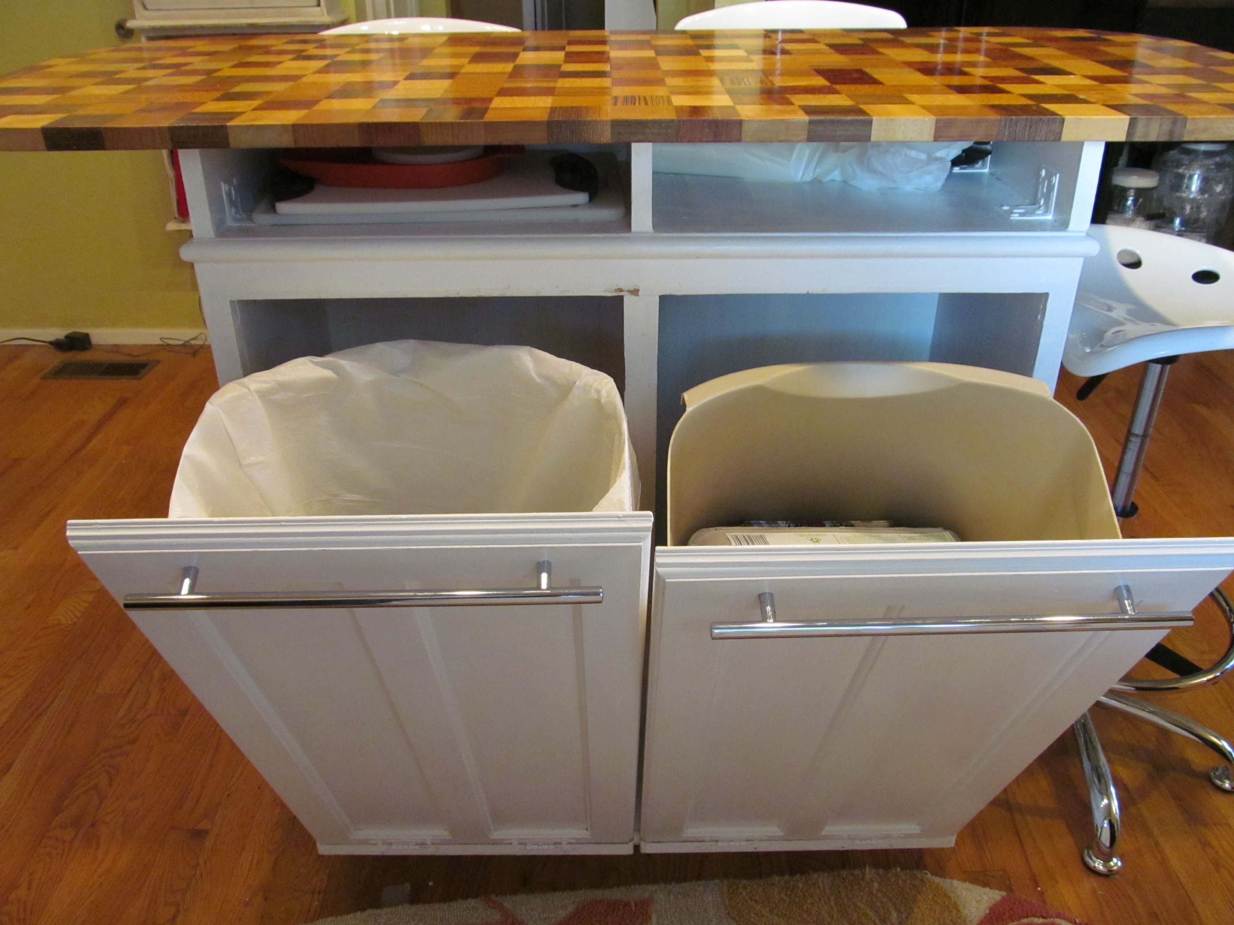 Kitchen Island Trash Bins - would fit in one foot cabinets in narrow space