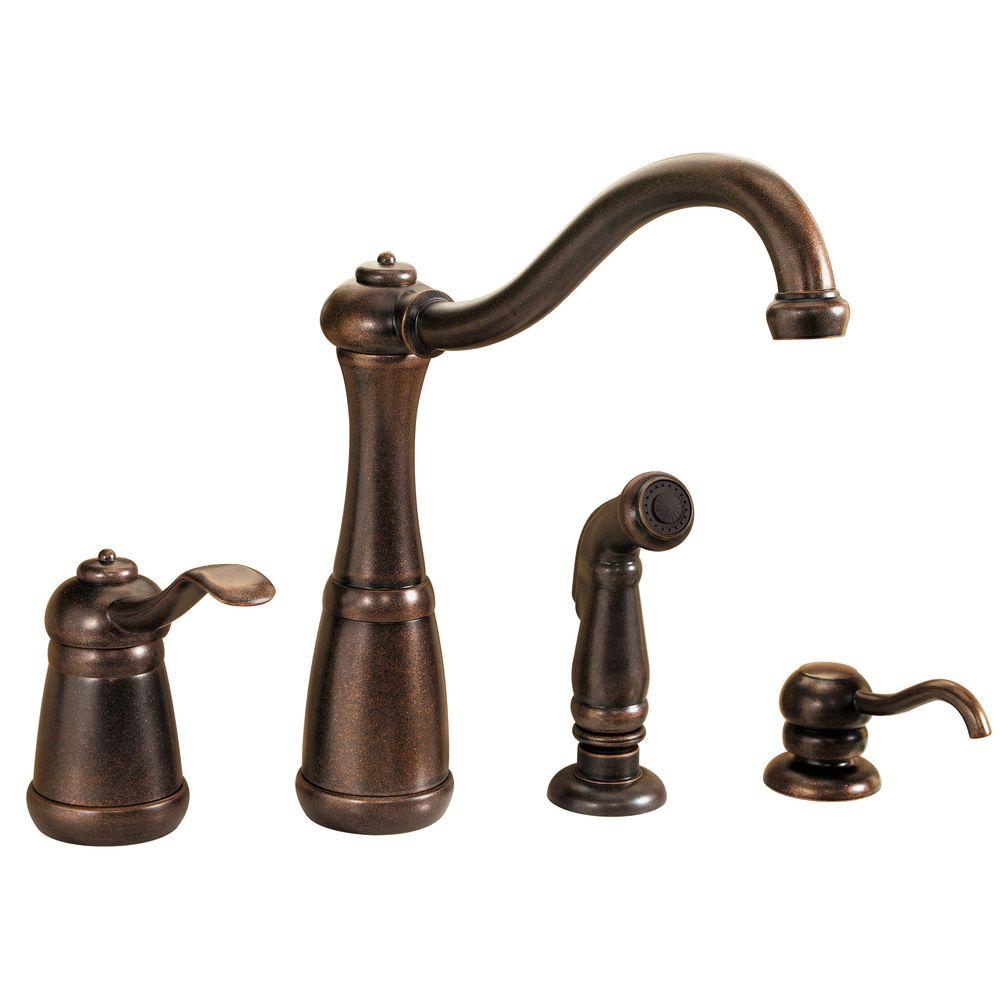 Marielle Single-Handle Side Sprayer Kitchen Faucet and Soap Dispenser in  Rustic Bronze