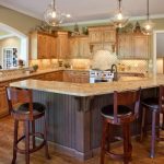 Tolle L Shaped Kitchen Countertops Traditional Counter Beige Marble  Countertop Wooden Cabinets Curve Breakfast Bar Dark