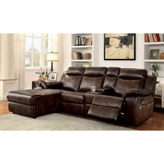 Furniture of America Tristen Reclining L-Shaped Leatherette Sectional