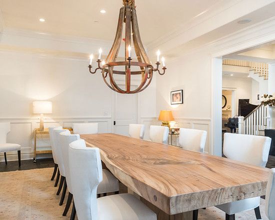 Interior Design Ideas for Dining Room Area. Love the Wooden Table.  Wonderful Fixtures and color scheme and layout along with wall decor