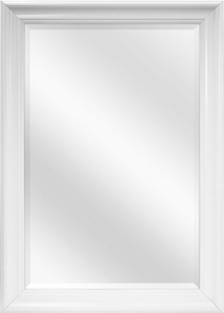 Large Rectangular Bathroom Wall Hanging Mirror With White Frame, 42x30 Inch  - Traditional - Bathroom Mirrors - by Hilton Furnitures