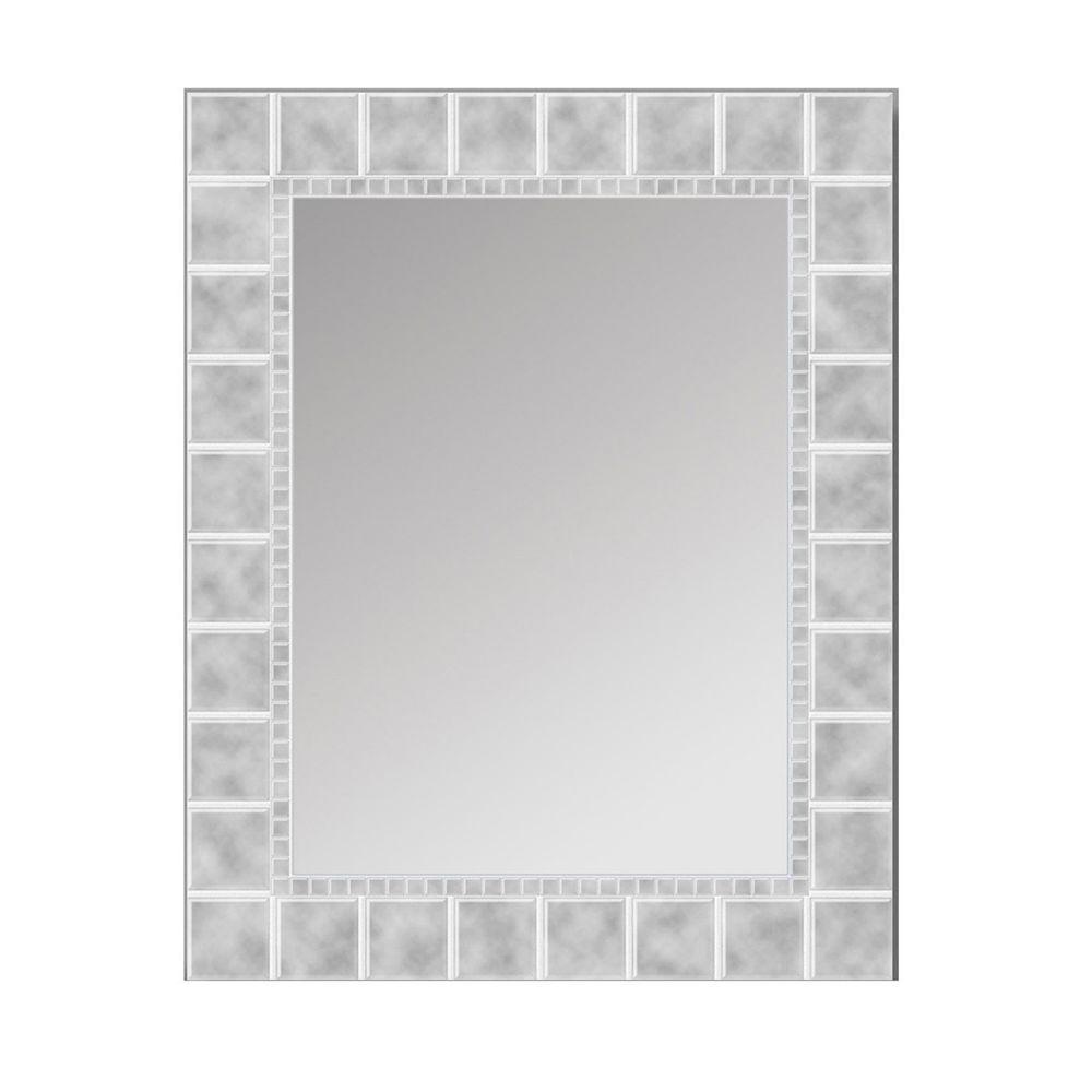 Deco Mirror 36 in. L x 24 in. W Large Glass Block Rectangle Wall
