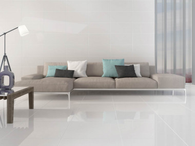 Super White Nano Shiny Polished Porcelain Floor Tile - 600 x 600mm