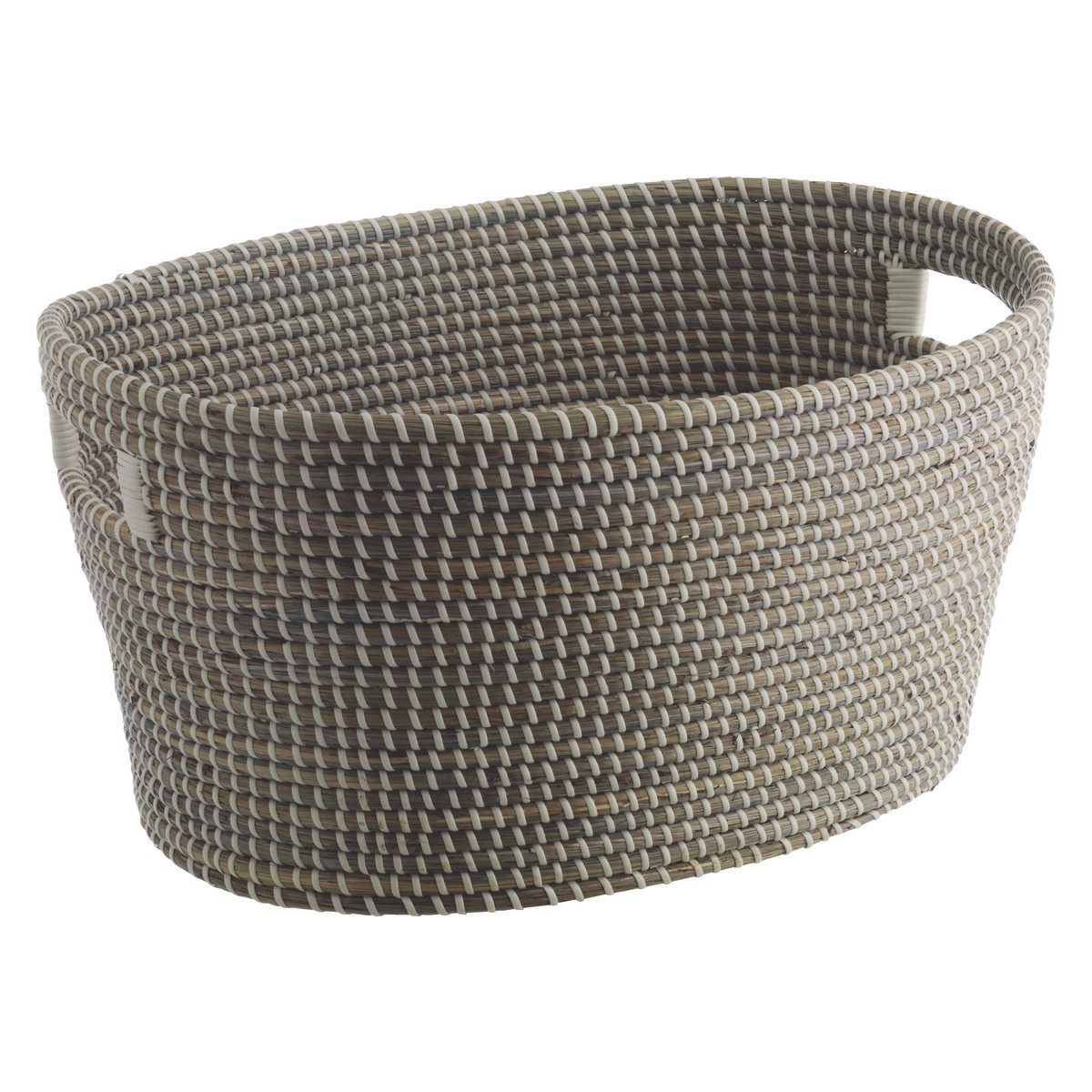 MORRIS Grey woven laundry basket with handles