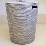 White Washed Laundry Baskets with Lids