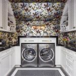 Butterfly Print Wallpaper Brings Laundry Room to Life