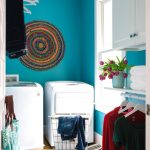 Turquoise Blue Transitional Laundry Room