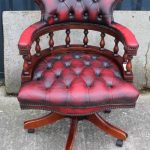 Antiques Atlas - Red Leather Captains Chair With Button Back