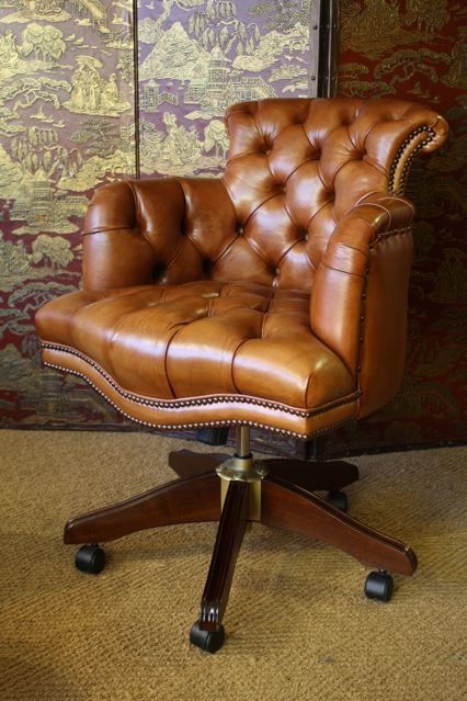 Fully Upholstered Captain's Chair Desk Chair in Leather | ACQUIRE