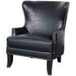 Shop Porter Grant Black Bonded Leather Wingback Accent Chair with