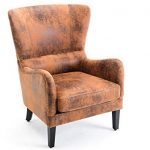 Amazon.com: Belleze Wingback Chair Leather Nail Head Trim High Back
