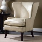 Hamlin White Leather Wing Chair