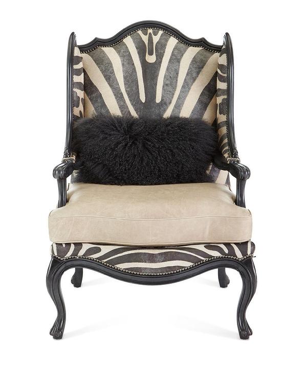 Massoud Wilder Leather Zebra Wing Chair