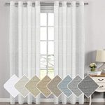 H.VERSAILTEX Extra Long Linen Curtains Window Treatments for Living Room/Rich  Linen Sheer